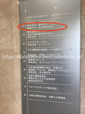 銀座カラー名古屋駅前店ビル案内板