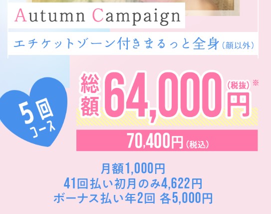 アリシアクリニック64000円キャンペーン